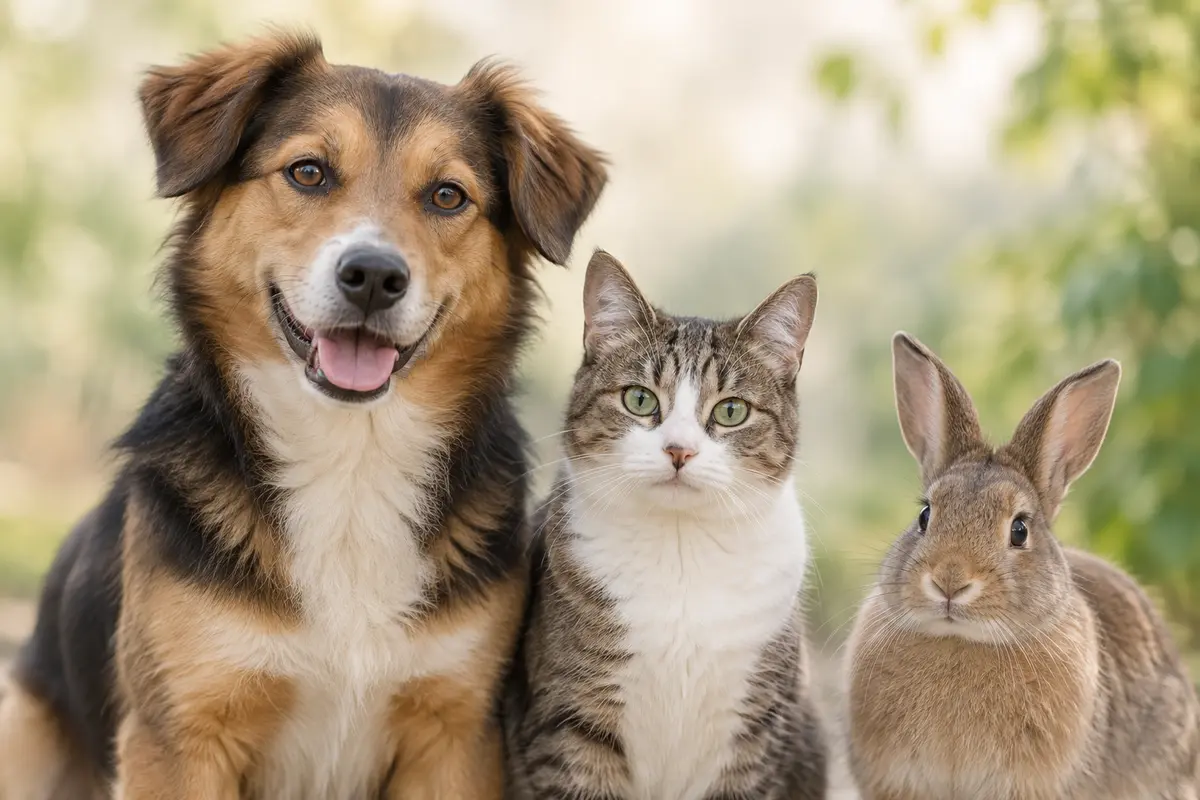 Hund, Katze und Kaninchen